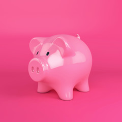 Piggy Bank on a pink background. 3D render