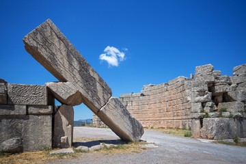 Ancient Messene city Arcadia Gates ruins, Peloponnese, Greece