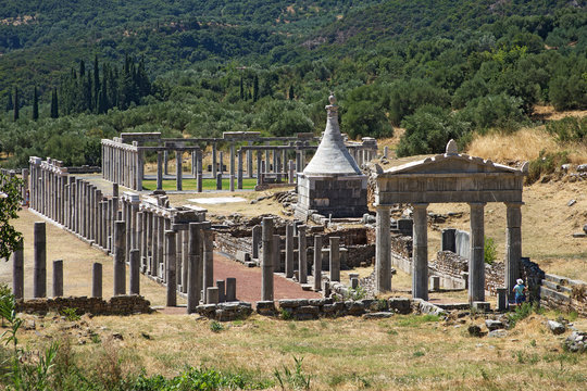 Ancient Messene city ruins of gymnasium, Peloponnese, Greece