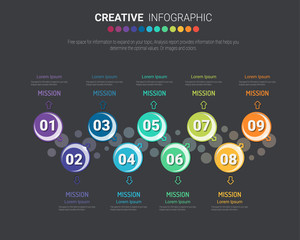 Presentation business infographic template with 9 options. Vector illustration.