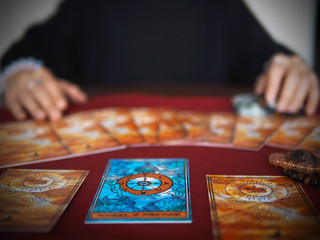 tarot card reading wheel of fortune teller astrologer divination selected focus