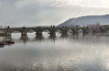 Prague during quarantine caused by Corona virus, Charles Bridge