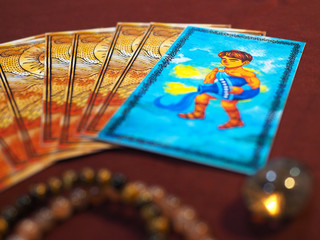 tarot card reading aquarius horoscope fortune teller astrologer divination selected focus