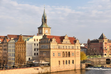 Fototapeta premium Prague during quarantine caused by Corona virus,panoramatic view of Prague