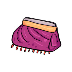 Clutch for a woman. Gatsby style clothing and accessories. Vector doodle illustration on transparent or white backgrounds.