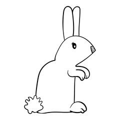 Rabbit or Bunny or Hare, Children's illustration, cartoon vector style. Coloring page or book, anti-stress, hobby.