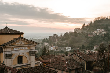 Fototapeta na wymiar Beautiful Church of Santa Grata in Bergamo with lovely views of the landscape
