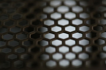 Hexagon metallic texture and pattern. Close up photography