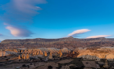 View of grand canyon terrain in Cappadocia, Turkey