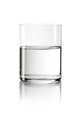 Drinking glass with water on white background