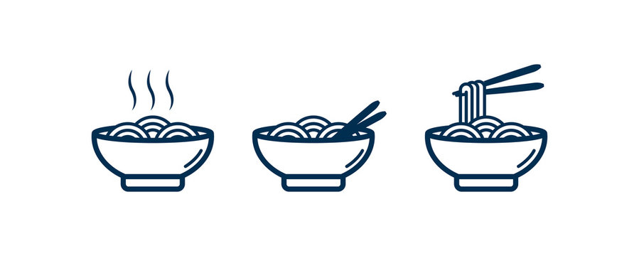 Noodles Icon with Chopsticks. Noodles or Ramen for Logo or Menu Background Decoration