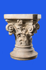 Isolated Corinthian capital display banch