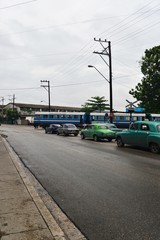 Railroad crossing on a cloudy day in Havana Cuba