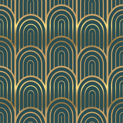 Gold art deco vintage fashion seamless pattern