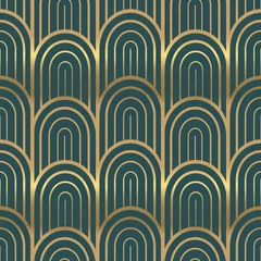Tapeten Art deco Nahtloses Muster der goldenen Art-Deco-Vintage-Mode