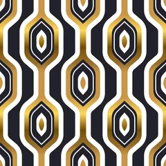 Gordijnen Abstract goud zwart retro naadloos patroon © Cienpies Design
