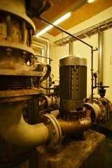 Fototapeta na wymiar water pumps in a technical room