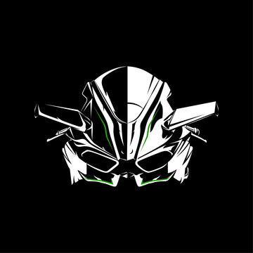 Vector illustration of Sport Motorcycle silhouette on Black background