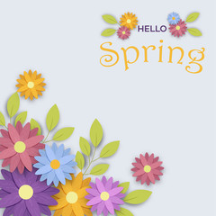 Hello spring color nature flower greeting card