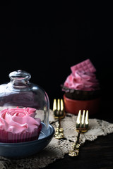 Girl's day sweets with butter cream and decor with caramel drops