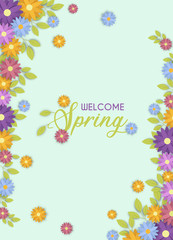 Welcome spring season cute flower greeting card