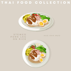 Traditional Thai food collection : Vector Illustration