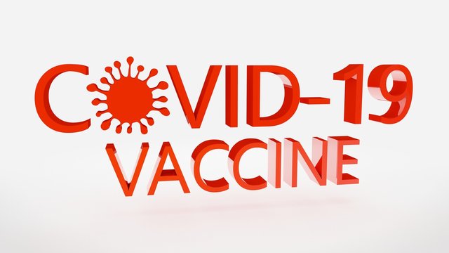COVID-19 vaccine sign 3d image for creating posters, banners or news articles about coronavirus. News about COVID-19 vaccine research. Prevention the spread of COVID-19.