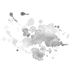 Abstract isolated grayscale vector watercolor stain. Grunge element for paper design