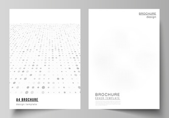 Vector layout of A4 cover mockups design templates for brochure, flyer layout, cover design, book design, brochure cover. Halftone effect decoration with dots. Dotted pattern for grunge decoration.