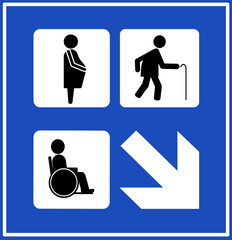 A signboard with indication, for the elderly, pregnant women and the physically disabled..