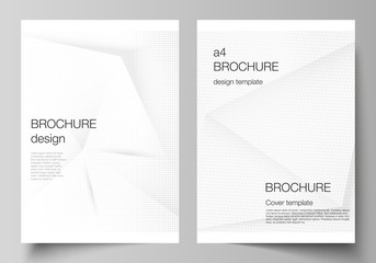 Fototapeta premium Vector layout of A4 cover mockup design template for brochure, flyer layout, booklet, cover design, book design, brochure cover. Halftone effect decoration with dots. Dotted pop art pattern decoration