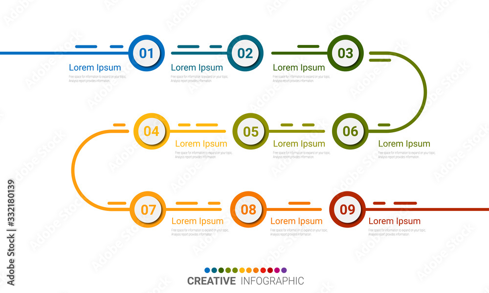 Canvas Prints presentation business infographic template, abstract infographics number options template with 9 ste