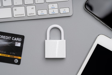 Cloud technology icon on the key lock for online shopping global business concept