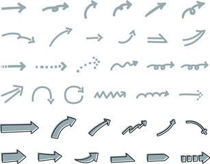 シンプルでおしゃれな矢印／ベクター／イラスト／グレー