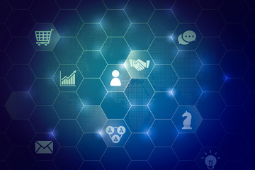 Online shopping icon with globe for global concept for abstract background