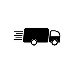 truck icon on square internet button. Fast Delivery logo