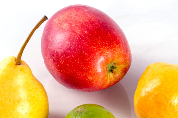 Fresh apple with a plan, pear, laim