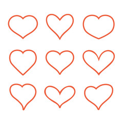Heart line isolated set collection. Vector flat graphic design isolated illustration