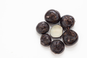 Ground chesnut, water plants on a white background