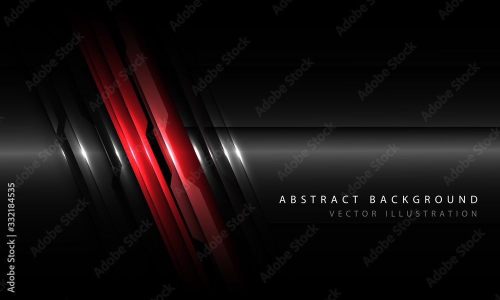 Poster Abstract red black metallic circuit line with blank space and simple text design modern futuristic technology background vector illustration. 