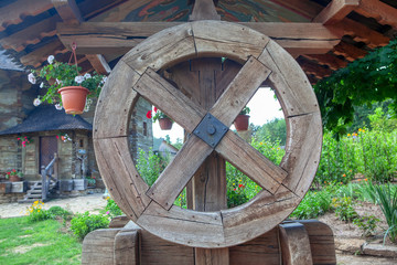 traditional water well decorated in rustic style 