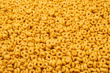 Corn-flakes background and texture. Top view.
