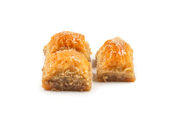 Delicious sweet baklava isolated on white background.