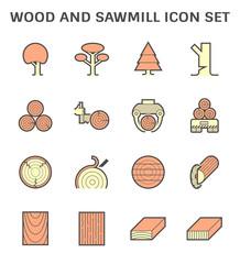 Wood and sawmill industry vector icon set design.