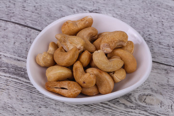 Cashew nuts heap in the bowl