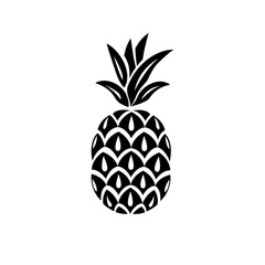 Pineapple with Leaf Icon. Tropical Fruit Isolated on White Background. Symbol of food, Sweet, Exotic and Summer, Vitamin, Healthy. Nature Logo and Flat Concept. Design Element on White Background