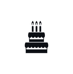 Birthday cake food design icon, vector design isolated. Food and drink vector concept black on a white background 