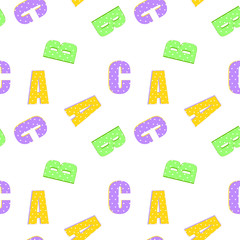 3d seamless pattern with alphabet letters.Background for kids.Gift wrapping paper. School and learning theme.