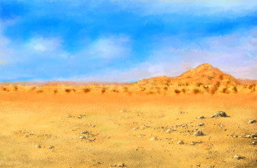 Fototapeta na wymiar Digital oil paintings landscape, desert sands . Fine art.