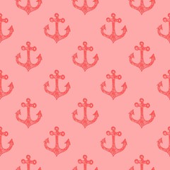 Seamless nautical pattern with retro anchors. Design element for websites, wallpapers, birthday card, scrapbooking, fabric print, pattern textile print,  baby shower invitation. 